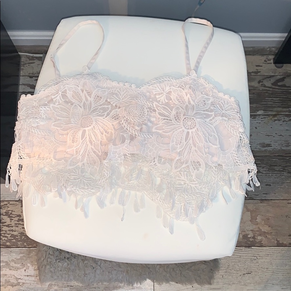 Crop white lace top